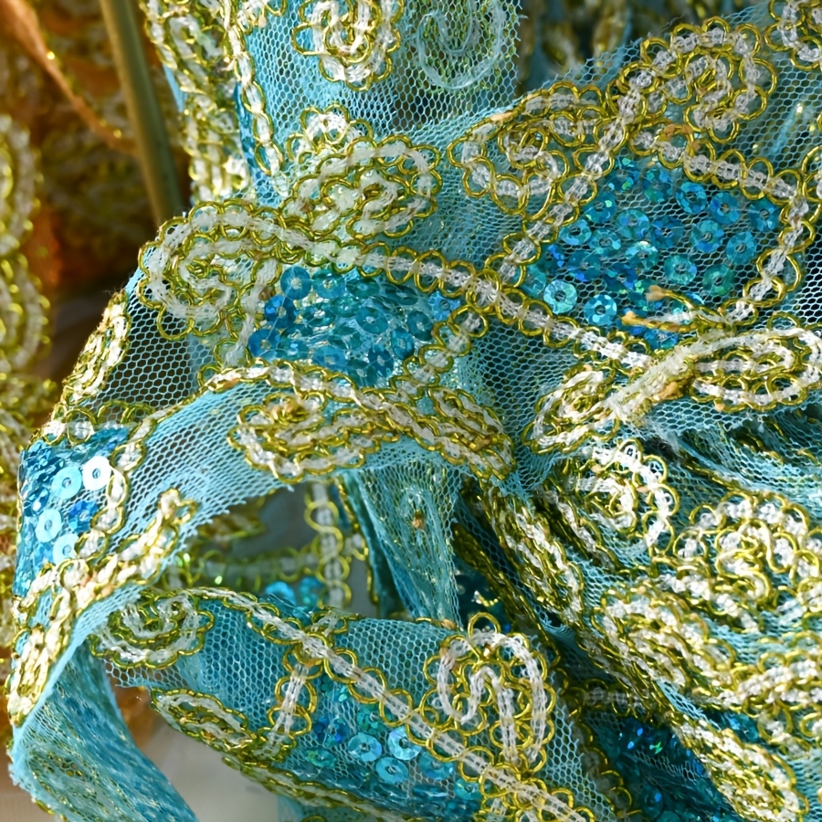 1.83 Meter Sequin Lace Mesh Embellishment for Clothing and Crafts